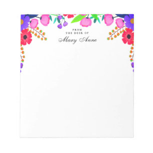 Bloc-note Élégant rose rouge violet Fleurs personnalisées