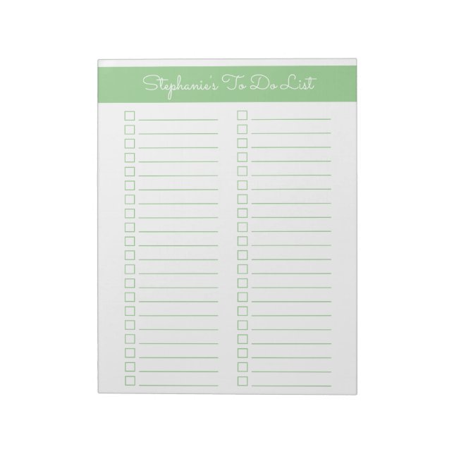 Bloc-note Elegant Sage Green 8.5x11 Two Column Checklist (Tourné)