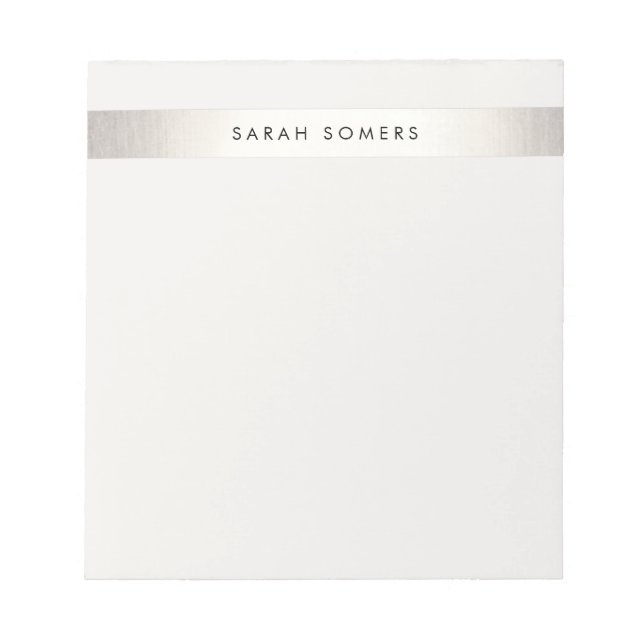 Bloc-note Élégant simple moderne FAUX Silver Striped (Devant)