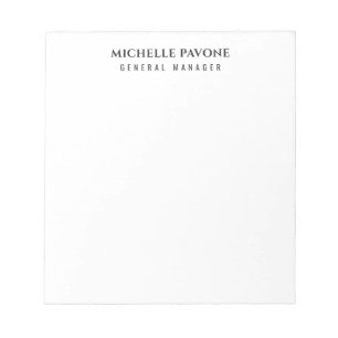 Bloc-note Élégant Simple Professionnel Noir & Blanc