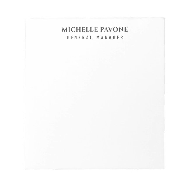 Bloc-note Élégant Simple Professionnel Noir & Blanc (Devant)