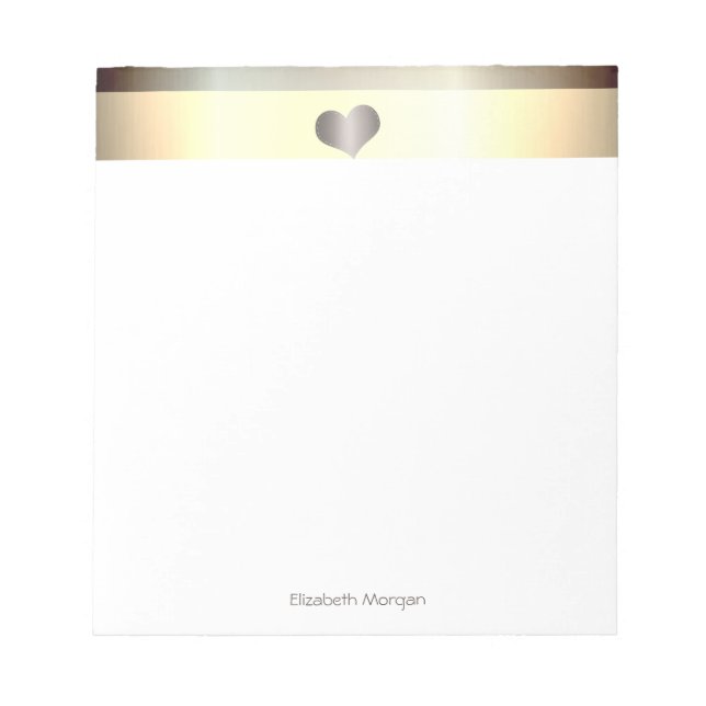 Bloc-note Elégant Style Gold Stripes, Coeur - Personnalisé (Devant)