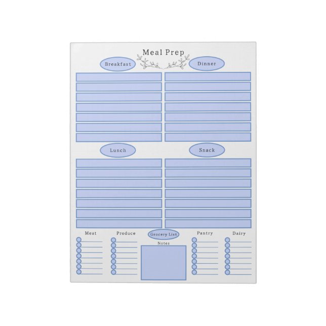 Bloc-note Elegant Weekly Meal Planner Shopping List Notepad (Tourné)