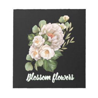 Bloc-note Elegant white floral bouquet with green leaves