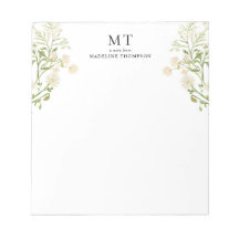 Elegant White Floral Wildflower Classic Monogram