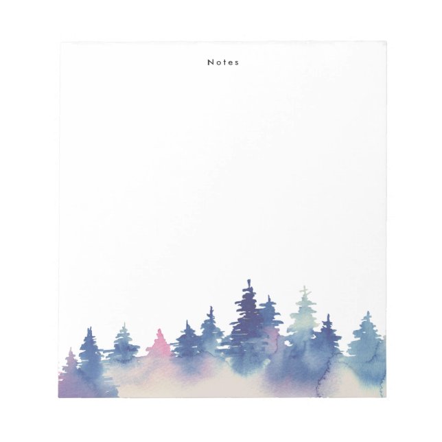Bloc-note Elégante aquarelle bleu rose Forêts hivernales (Devant)