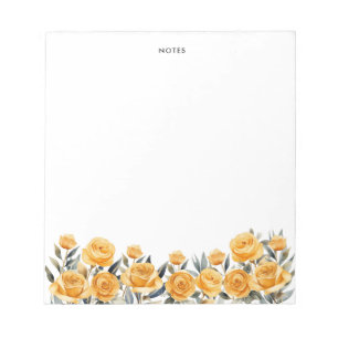 Bloc-note Elégante aquarelle été Fleurs jaunes