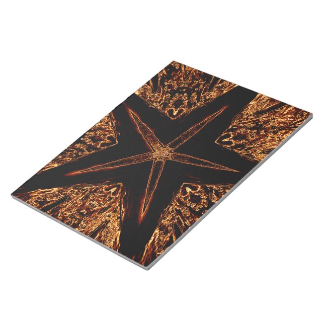 Bloc-note Elégante conception kaléidoscopique noire étoile B (Incliné)