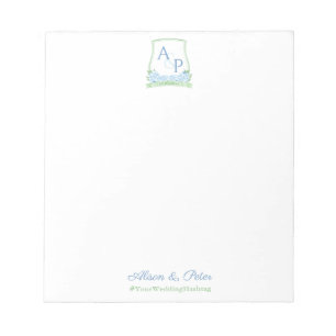 Bloc-note Elégante couleur bleu vert Mariage Crest Bridal