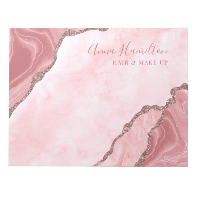 Bloc-note Elégante Crème Blush Rose Agate Geode Business (Devant)