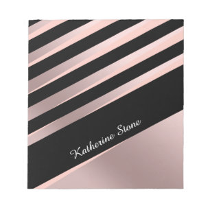 Bloc-note Elégante fille abstrait rose or, noir & rose