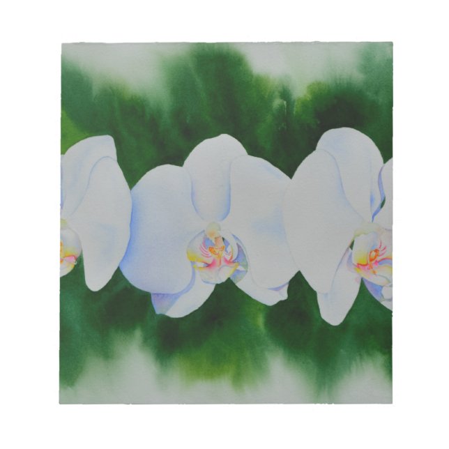 Bloc-note Elégante peinture d'orchidée tropicale blanche (Devant)