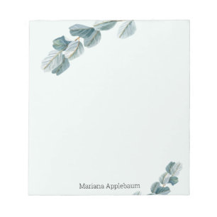 Bloc-note Élégantes feuilles d'eucalyptus aquarelle personna
