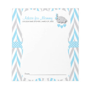 Bloc-note Eléphant bleu et gris   Baby shower 2 - Conseils
