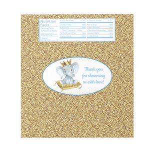 Bloc-note Elephant Prince Baby shower Candy Bar Wrappers