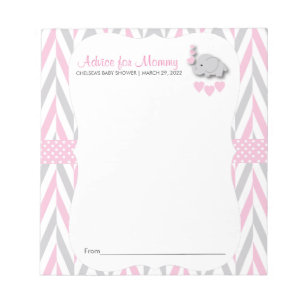 Bloc-note Eléphant rose et gris   Baby shower 2 - Conseils