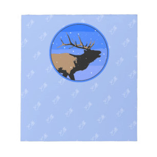Bloc-note Elk bouillonnant en hiver - Art original de la fau