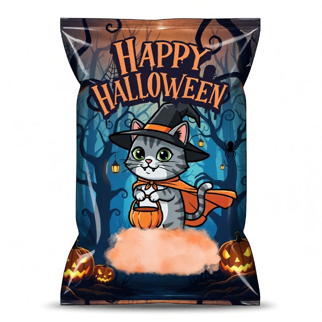 Bloc-note Emballages de sacs de chips Sorcière Chat Hallowee (Créateur téléchargé)