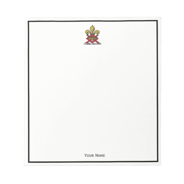 Bloc-note Emblème Preppy Gold Red Heraldic Crest Fleur de Li (Devant)