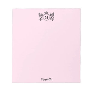 Bloc-note Emblème Royal Couronne Lions Monogramme Écriture R