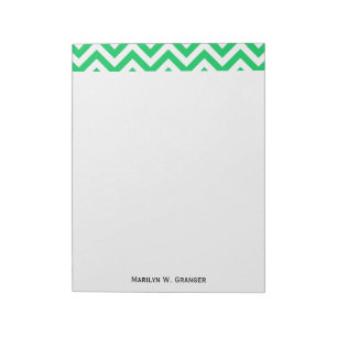 Bloc-note Emerald Green, blanc grand Motif Chevron ZigZag