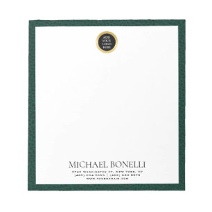 Bloc-note Emerald Green Leather Circle Logo professionnel