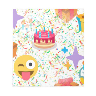 Bloc-note emoji anniversaire heureux