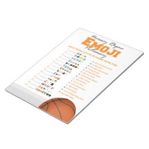 Bloc-note Emoji Nursery Rhyme Basketball Baby shower Jeu