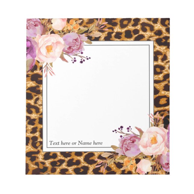 Bloc-note empreinte de léopard, guépard, tendance, floral, d (Devant)