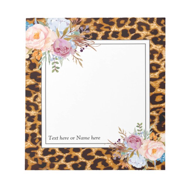 Bloc-note empreinte de léopard, guépard, tendance, floral, d (Devant)