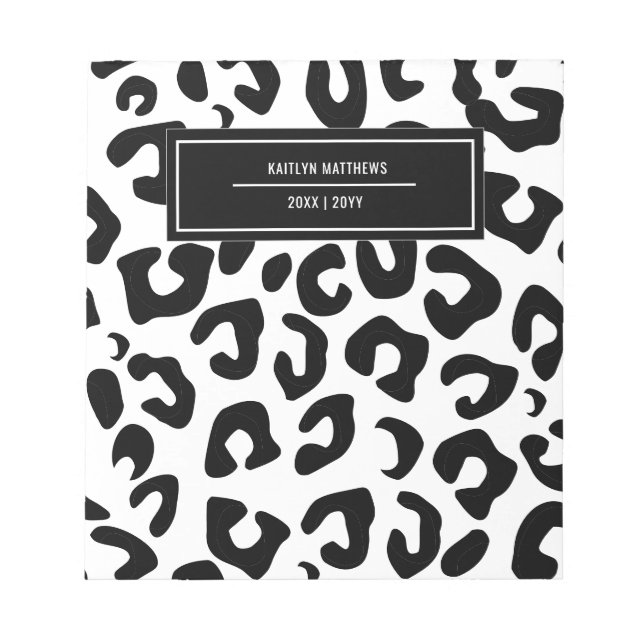 Bloc-note Empreinte de léopard noir minimal moderne (Devant)