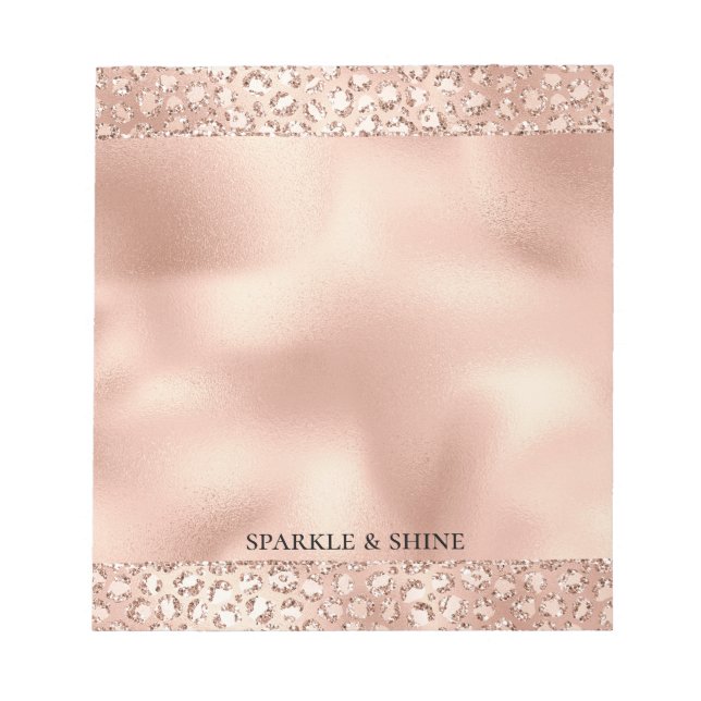 Bloc-note Empreinte de léopard Peach Rose Gold Blush Pink Gl (Devant)