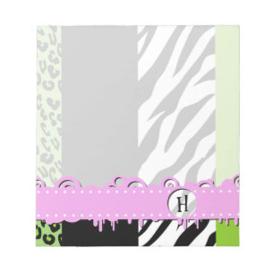 Bloc-note Empreinte de léopard, Zebra Print, Vert, Monogramm