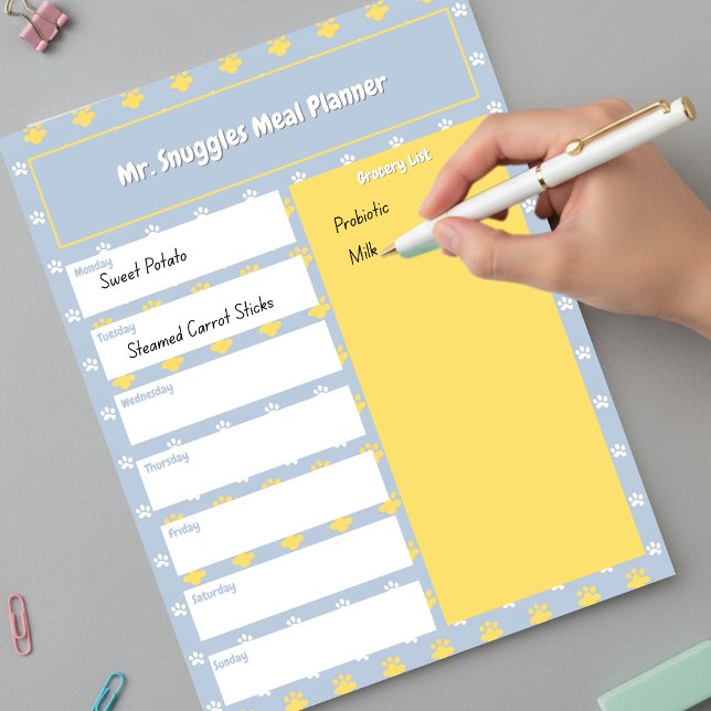 Bloc-note Empreinte de Patte Mignonne | Planificateur de Rep (Cute Paw Print _ Meal Planner  Notepad )