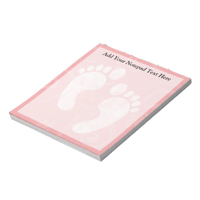 Bloc-note Empreintes de bébé rose/blanc (Tourné)