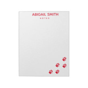 Bloc-note Empreintes de pattes de chien rouge mignons - Pers