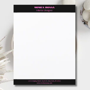 Bloc-note En-tête de lettre rose néon moderne simple profess