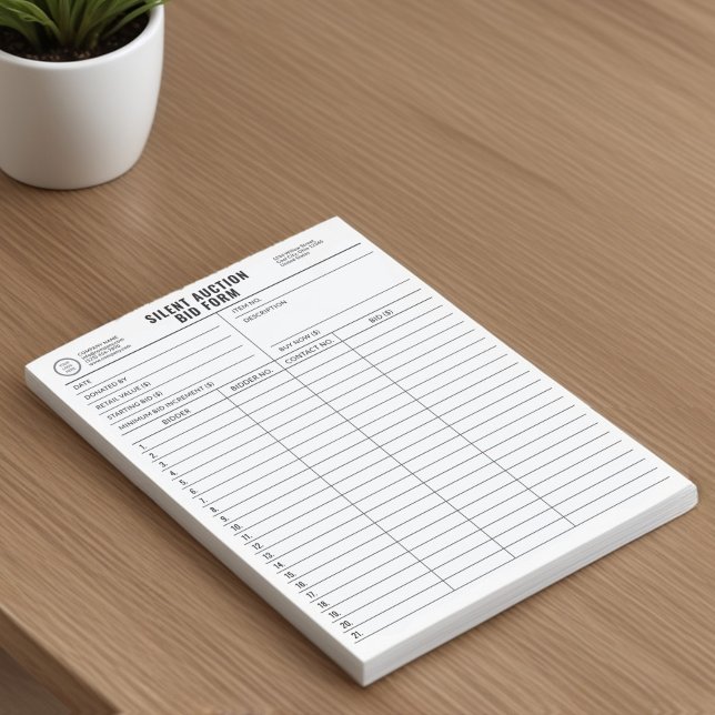 Bloc-note Enchères Silencieuses Personnalisables (Créateur téléchargé)