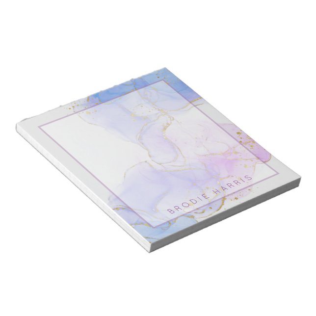 Bloc-note Encre d'alcool rose, violet et bleu personnalisée (Incliné)