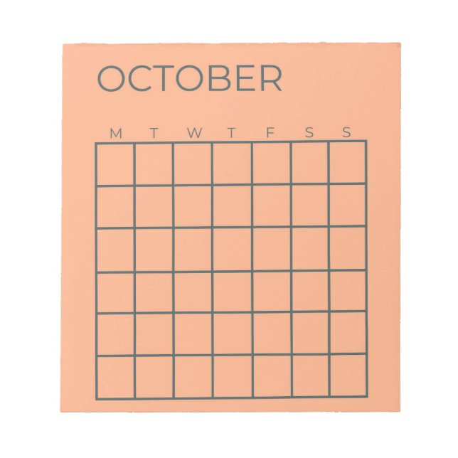 Bloc-note Enfiler le calendrier octobre non daté pour le pla (Devant)