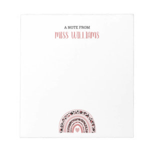 Bloc-note Enseignant Boho Empreinte de léopard arc-en-ciel