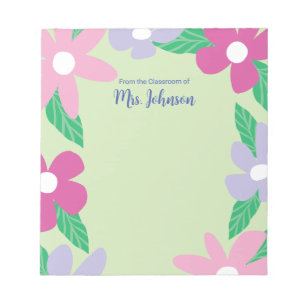 Bloc-note Enseignant Fleurs Personnalisé