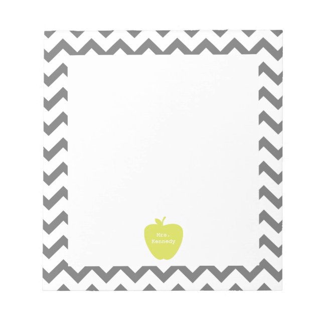 Bloc-note Enseignant Grey Chevron Neon Apple (Devant)