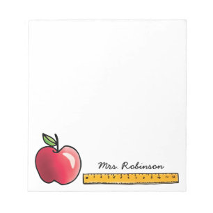 Bloc-note Enseignant personnalisé Apple and Ruler 5,5 x 6
