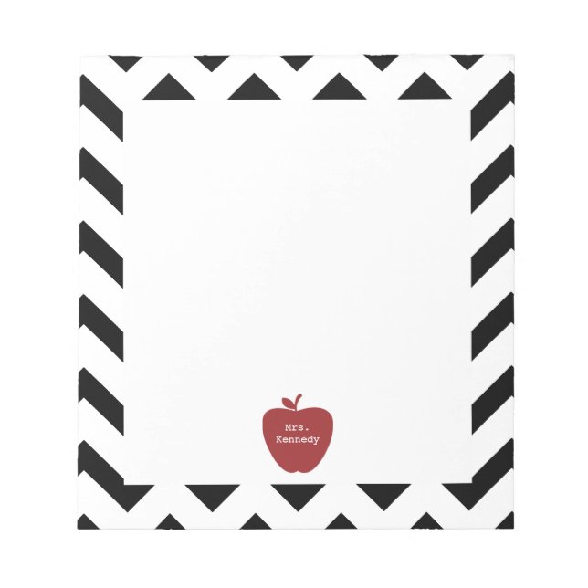Bloc-note Enseignant Red Apple Black Chevron (Devant)