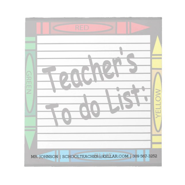 Bloc-note Enseignants à faire Liste (Devant)