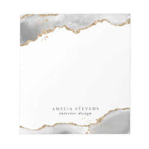 Bloc-note Entreprise Agate Blanche & Or