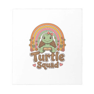 Bloc-note Équipe de tortue mignonne dessin vectoriel floral 