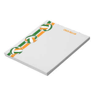 Bloc-note équipe orange verte couleurs entraîneur de volley-
