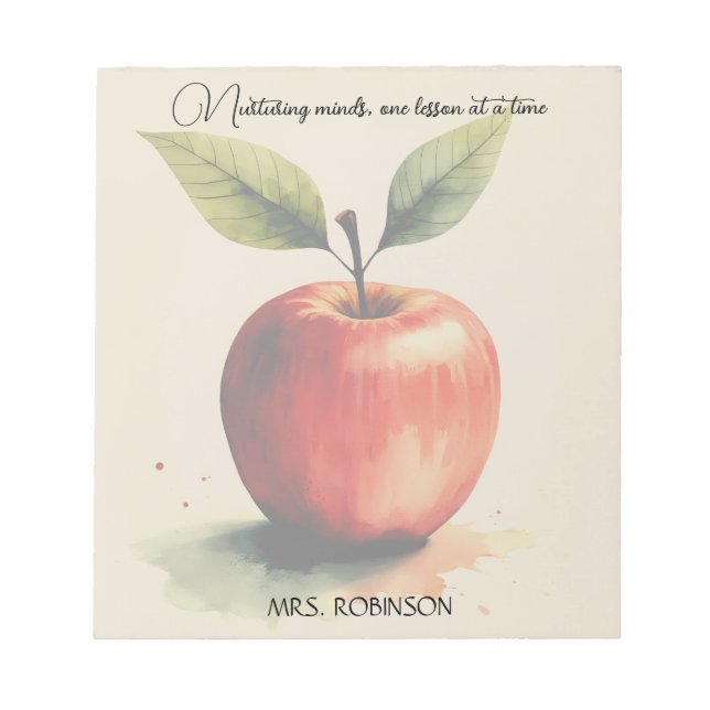 Bloc-note Esprit de soins d'aquarelle Pomme cadeau enseignan (Devant)